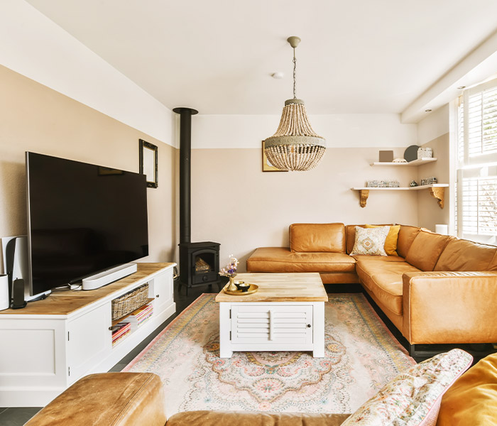 Internal wall insulation in a modern living room