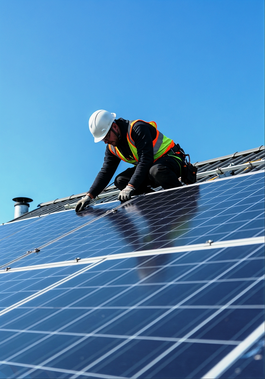 Solar panel installation on a residential roof in the UK